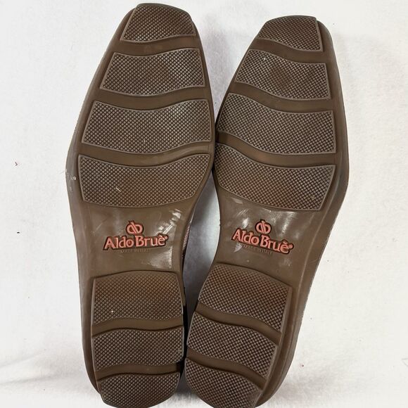 ALDO BRUE Penny Loafers Brown Perforated Italian Nabuk Leather Shoes